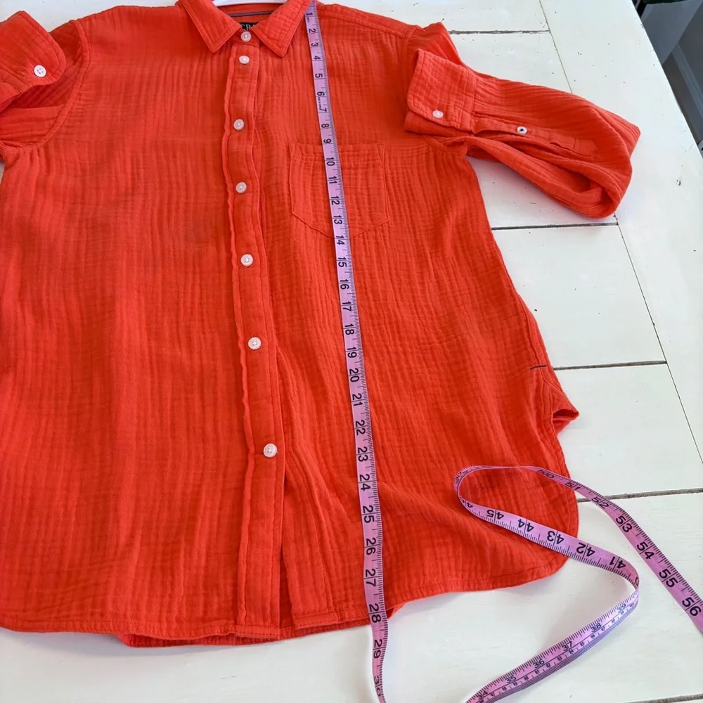 J. Crew Button Down Gauzy Top Women’s Size 4 Orange